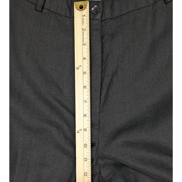 Jillian Jones Crop Pants Womens 12 Black 100% Linen Resort Coastal Tropical Chic - Picture 7 of 11
